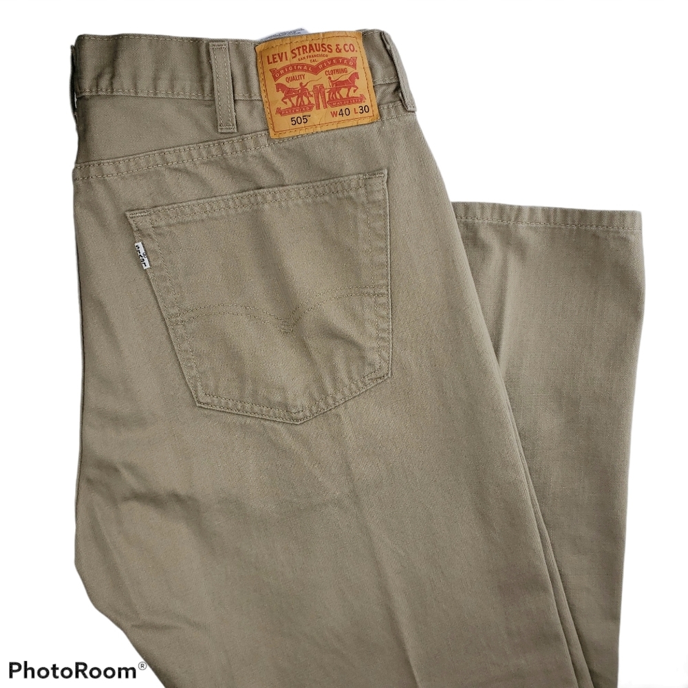 Levi's 505 Classic Twill Jeans Tan Khaki 40x30 - Picture 4 of 11